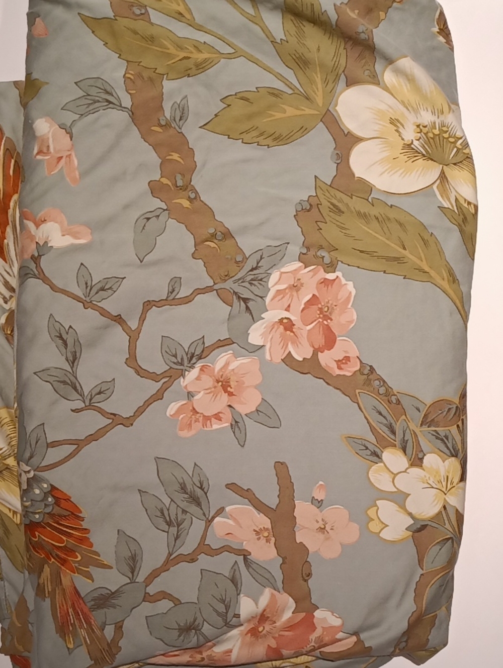 Pottery Barn Organic Cotton Sateen King Duvet Cover Bird Botanical